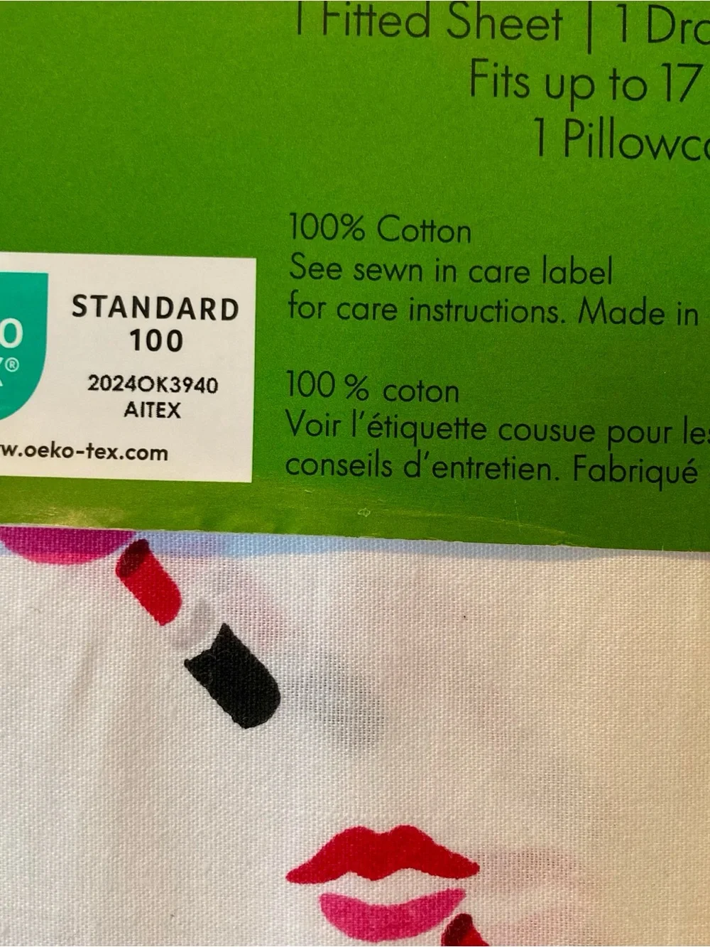 DORM READY NEW kate spade New York X-Long Twin Lipstick Print Sheet Set